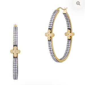 Freida ROTHMAN Signaure Double Clover Inside Outside Pave Hoops